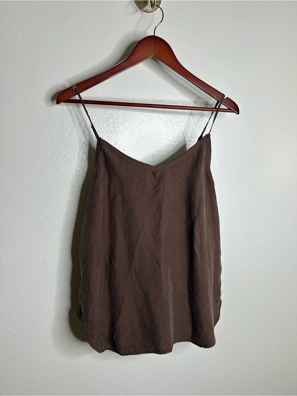 Unsubscribed 100% Silk Chocolate Brown Lightweight Camisole Tank Top